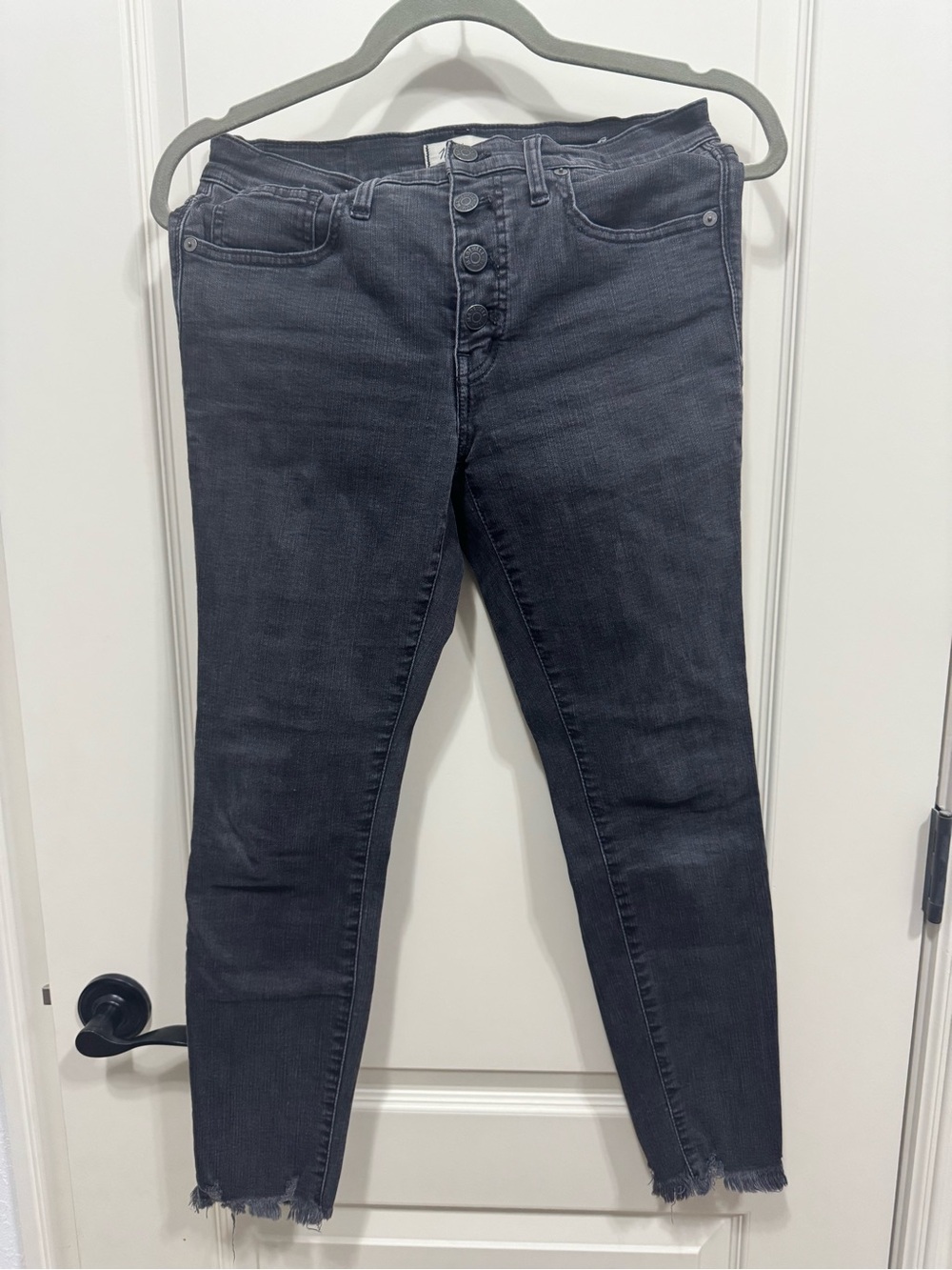 Madewell Women's High-Rise Button-Fly Skinny Jeans in Washed Black